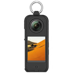 Cover with Ring Holder for Insta 360 X3 Silicone Case Anti-Scratch Silicone Skin Camera Cover for Insta 360 X3 Anti-Slip Snug-fit Silicone Housing - Black (Not Include Insta360 X3)