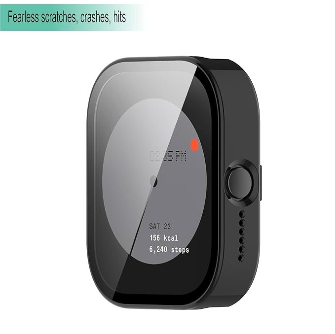 Wisely Shine Slim Bumper Tempered Glass Case Cover Compatible with CMF by Nothing Watch Pro – Luxury Black, 360° Protection, Shockproof, Anti-Scratch
