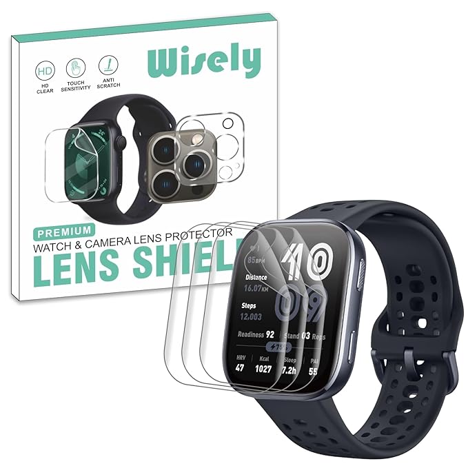 Wisely | Pack of 3 | HD Clear Full-Coverage Screen Guard for Amazfit Bip 6 (1.97") – Anti-Shock, Anti-Scratch TPU Protector