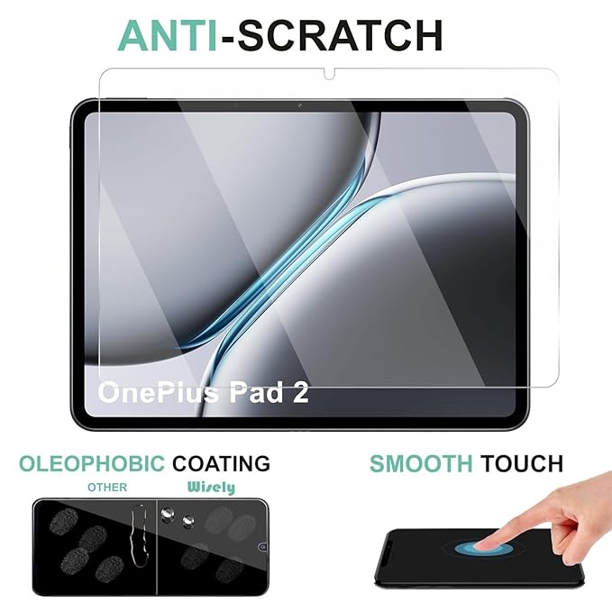 Wisely Premium Screen Protector for OnePlus Pad 2 | 12.1" | 9H Tempered Glass, Anti-Scratch, Bubble-Free, HD Clear