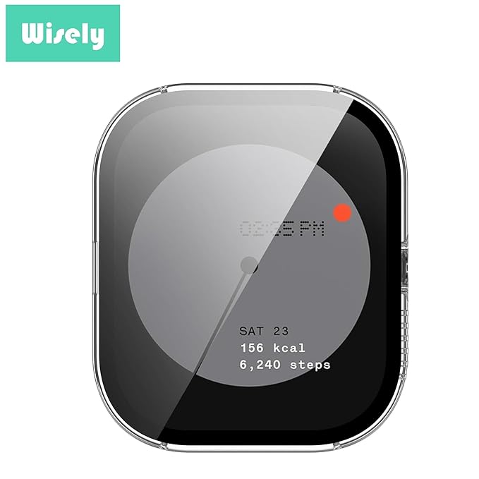 Wisely Shine Protective Slim Bumper Tempered Glass Case Cover for CMF by Nothing Watch Pro – Crystal Clear 360° Protection