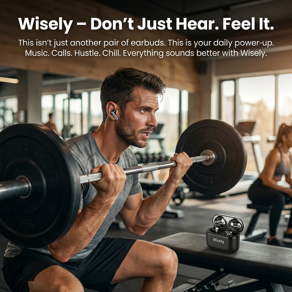 Wisely Buds Pro True Wireless Earbuds (Bluetooth V5.4) with 50 Hours Playtime & 2-mic Clear Calling ANC, IPX4 Waterproof, Deep Bass Stereo Ear Buds TWS Earphones