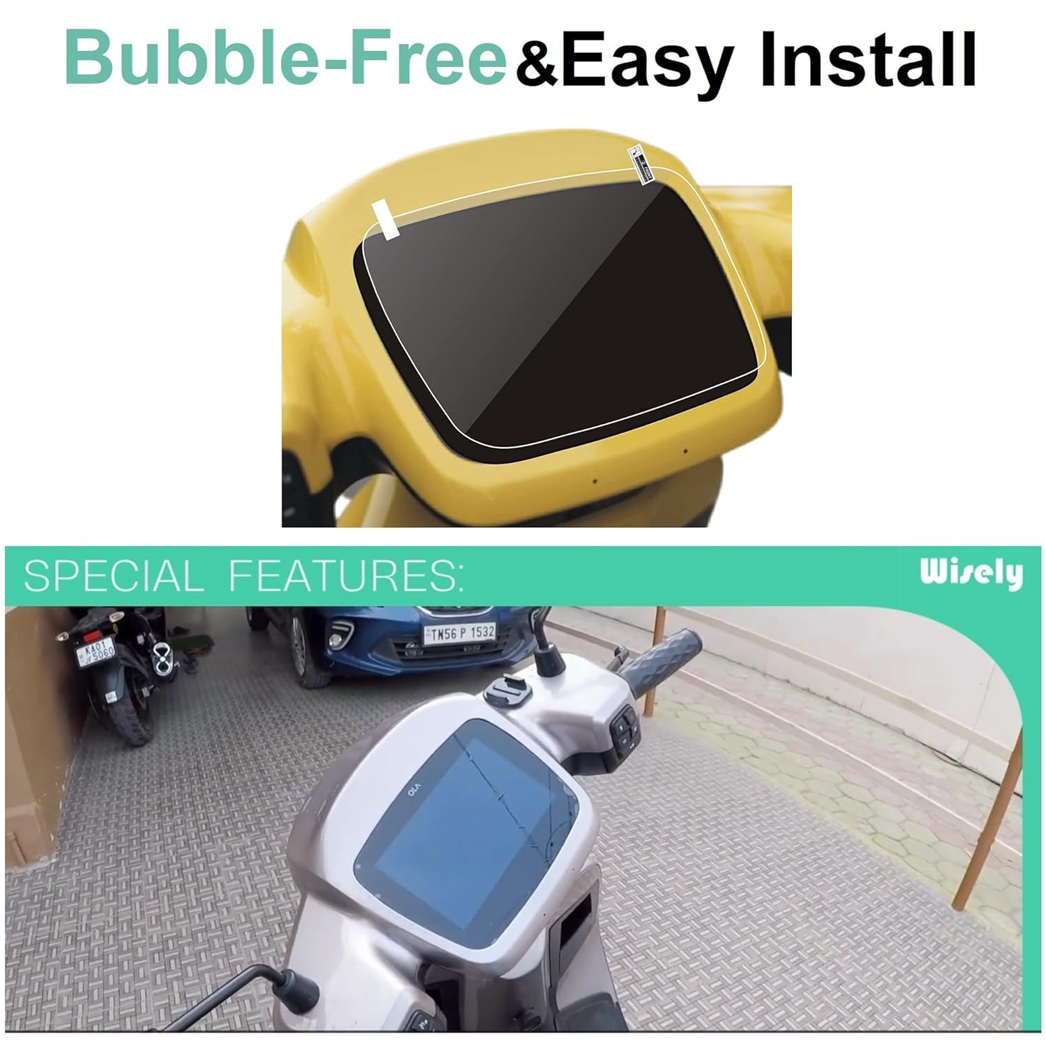 Wisely Tempered Glass Screen Guard for Ola S1, Ola S1 Pro & Ola S1 Air EV Scooter (7-Inch) – HD Clear, Full Coverage, Easy Installation Kit