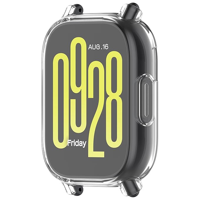 Wisely Protective Case Cover for Redmi Watch 5 Lite – Transparent Soft TPU, HD Clear Full Screen Protector, Anti-Scratch, Shock Absorbent
