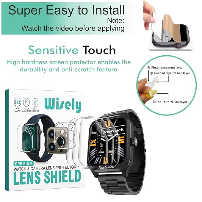 Screen Guard Protector for Fastrack Jupiter Retro Smartwatch (1.83") – Full Cover, 9H Hardness