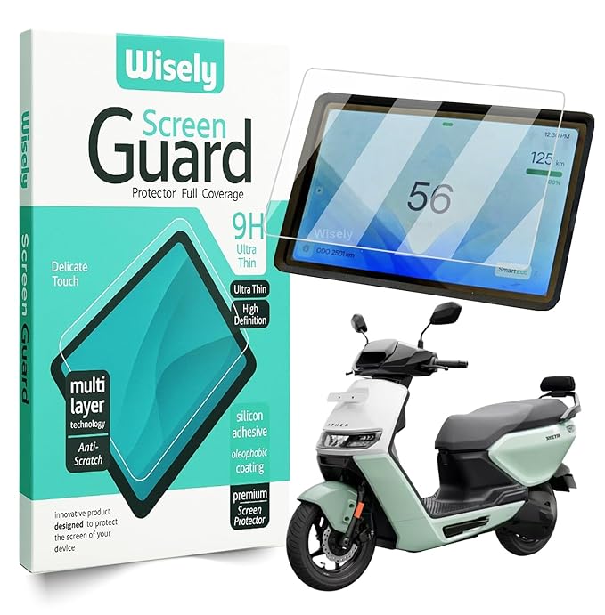 Wisely Premium Screen Guard for Ather Rizta EV Scooter – 7-Inch Digital Meter Touch Display Protector, Anti-Scratch, 9H Hardness, HD Clear Full Coverage