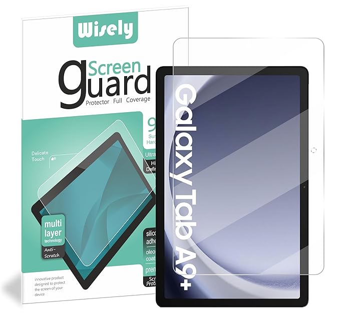 Wisely Premium Tempered Glass Screen Protector for Samsung Galaxy Tab A9 Plus / A9+ [SM-X210/X216] – 11 inch Tablet Guard, 9H Hardness, Scratch Resistant, HD Clear & Bubble-Free