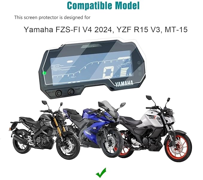 Wisely HD Clear Speedometer Screen Guard for Yamaha R15 V3 / MT-15 / FZS-FI V4 (2024) – Scratch-Resistant Instrument Cluster Protector