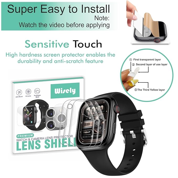 Wisely | Pack of 3 | Screen Guard Protector for Fire Boltt Brillia & Brillia Pro (2.02" Smartwatch) – Anti-Scratch, Anti-Shock, HD Clear, Full Cover