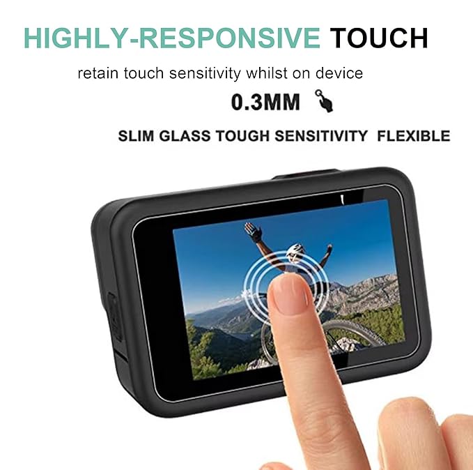 Premium Screen Guard Protector Compatible for GoPro Hero 9/10 / 11/12 Action Camera, Easy installation kit, HD Clear, Full Cover, Set Of 3 Glass