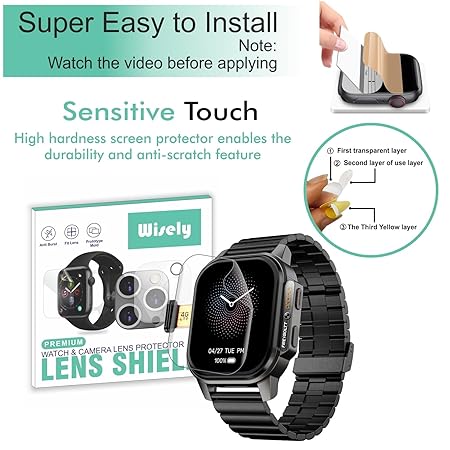 Wisely 3-Pack TPU Screen Guard for Fire-Boltt Snapp Smartwatch – 54.1 mm Full-Cover Protection
