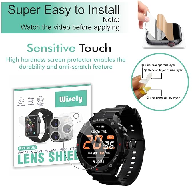 Wisely |3pcs| Premium Screen Guard Protector for Cultsport Ranger XR Smartwatch 1.43" – HD Clear, Anti-Scratch, Full Coverage TPU Film with Easy Installation