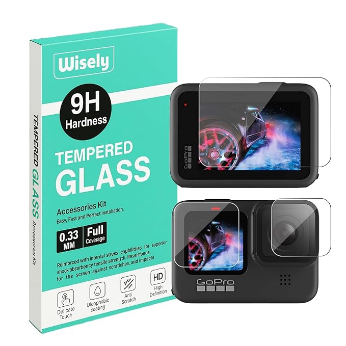 Wisely Tempered Glass for GoPro Hero 13 Action Camera | HD Clear Lens & Screen Protector | Pack of 3
