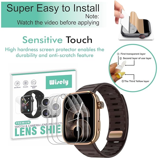 Wisely | Pack of 3 | Screen Guard Protector for Noise ColorFit Pro 6 Max (1.96") – Anti-Shock, Scratch-Resistant, HD Clear Full Cover