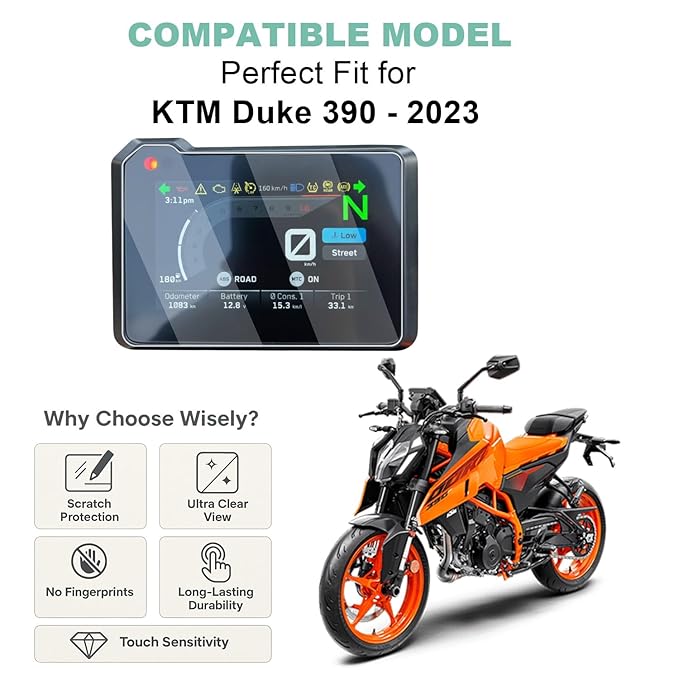 Screen Guard for KTM Duke 390 2023 – TFT Display Pack of 2