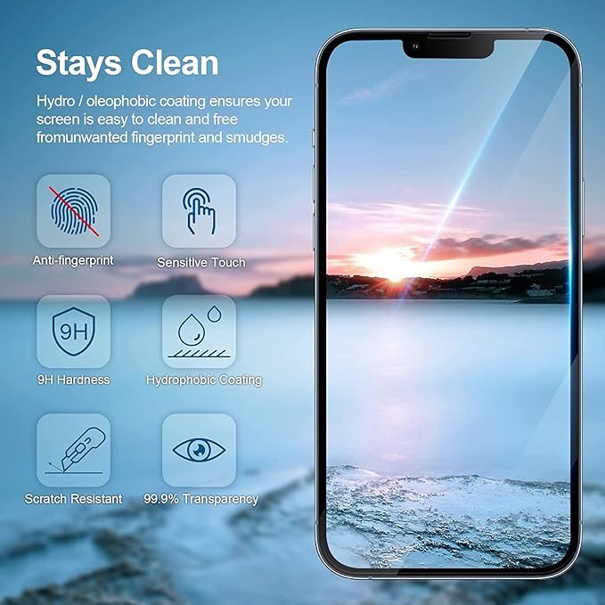 Super-HD Curved Tempered Glass Screen Protector for Apple iPhone 13/13 Pro/14 6.1"