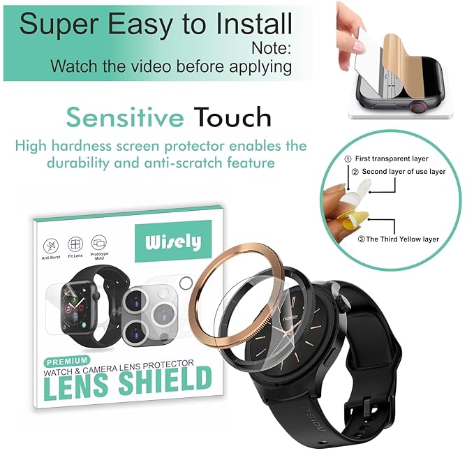 Wisely Premium |Pack of 3| Screen Guard Protector for Noise Halo 2 MOD Smartwatch (1.46") – 9H Anti-Scratch, Anti-Shock, HD Clear, Edge-to-Edge Full Cover