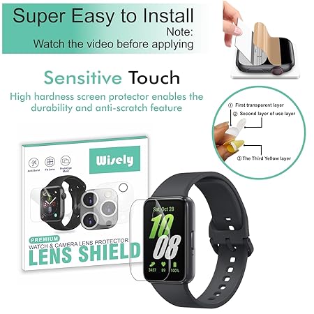 Screen Guard for Samsung Galaxy Fit 3 – 40 mm HD Clear, 9H Protection, Bubble-Free Full Coverage - Pack of 3