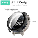 Wisely Shine Protective Slim Bumper Tempered Glass Case Cover for Amazfit Balance 46mm – Luxury Black, Shockproof 360° Protection