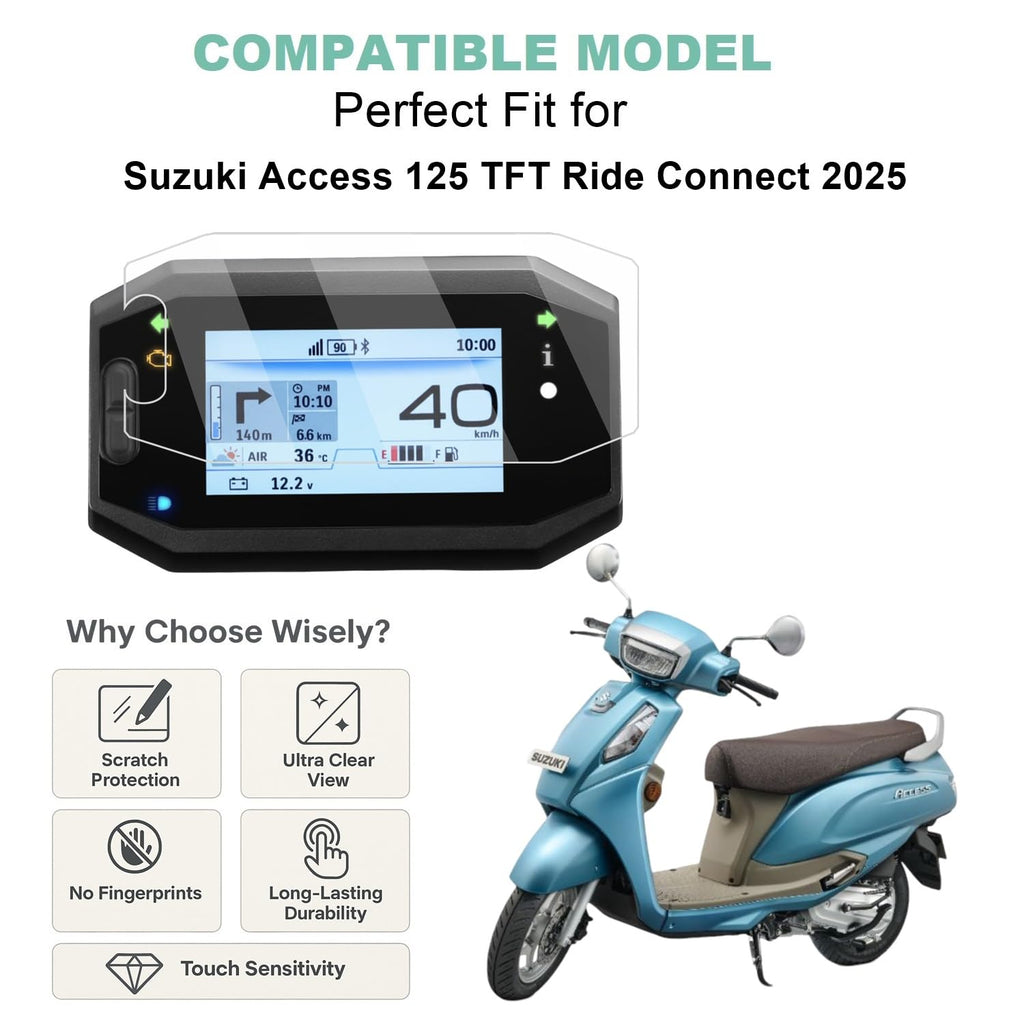 Wisely Premium Screen Guard for SUZUKI ACCESS 125 Ride Connect TFT Display Model (2025) Scooter - Digital Meter Protector