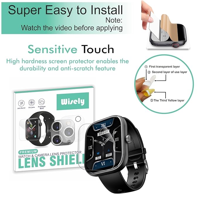 Wisely | 3pcs | Screen Guard Protector for Boat Wave Sigma Smartwatch 2.01" – HD Clear, Full Edge-to-Edge Cover, Scratch Resistant, Bubble Free