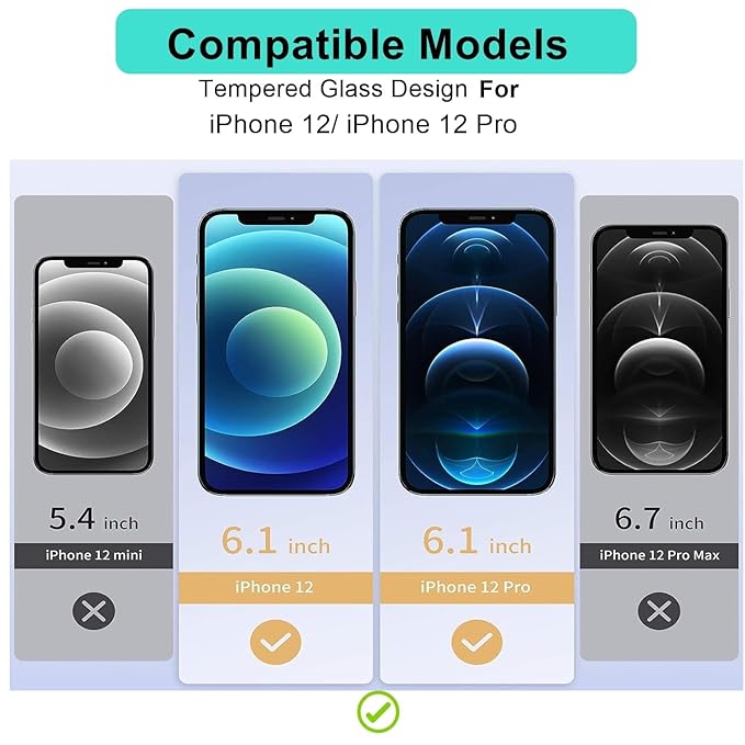 Tempered Glass for Apple iPhone 12 / 12 Pro (6.1-Inch) | 9H Hardness | HD Clear | Anti-Scratch | Easy Installation Kit