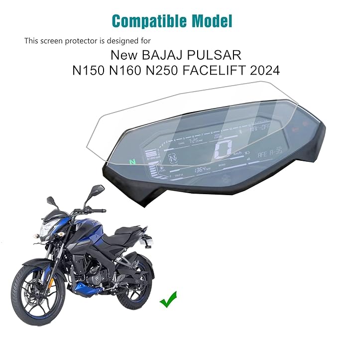 Wisely Premium Screen Guard Protector for New Bajaj Pulsar N150, N160 & N250 Facelift 2024 Motorcycle Digital Meter – 9H Hardness, Anti-Scratch, HD Clear, Full Edge Cover