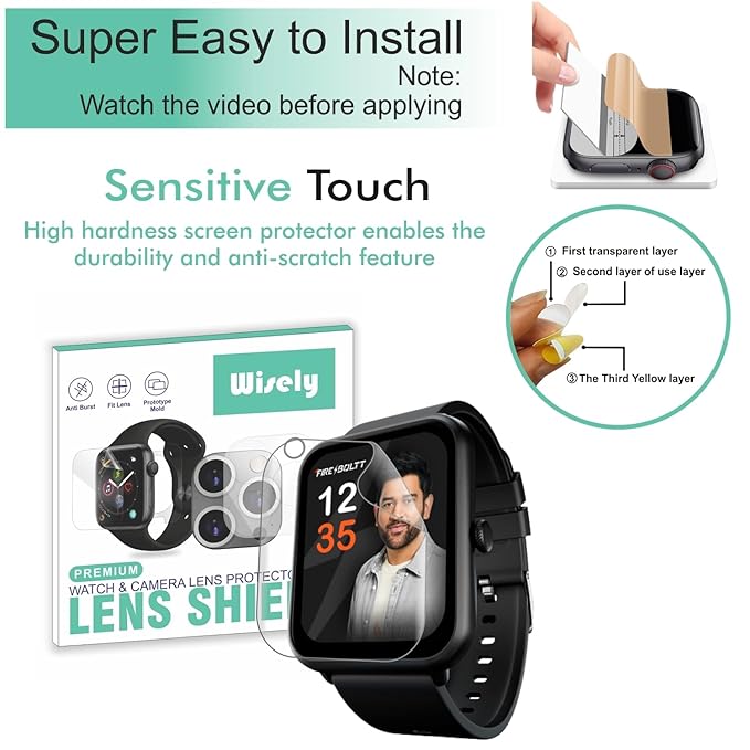 Wisely | 3-Pack | Full-Coverage HD Screen Guard for Fire-Boltt Ninja Call Pro Plus 1.83" Smartwatch – Bubble-Free TPU Protector