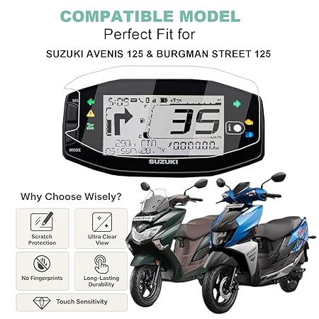 Wisely Premium Speedometer Screen Guard for Suzuki Avenis 125 & Burgman Street 125 – Digital Meter Protector, HD Clear, Full Coverage, Easy Installation