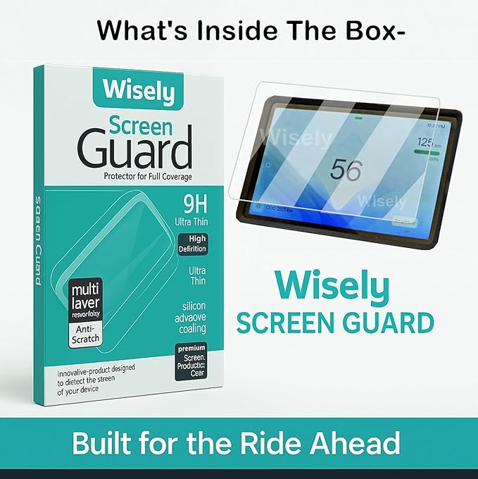 Wisely Premium Screen Guard for Ather Rizta EV Scooter – 7-Inch Digital Meter Touch Display Protector, Anti-Scratch, 9H Hardness, HD Clear Full Coverage