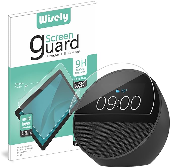 Premium Screen Guard Protector for Echo Spot Alexa Display Easy installation kit, HD Clear, Full Cover