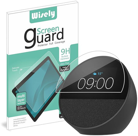 Premium Screen Guard Protector for Echo Spot Alexa Display Easy installation kit, HD Clear, Full Cover