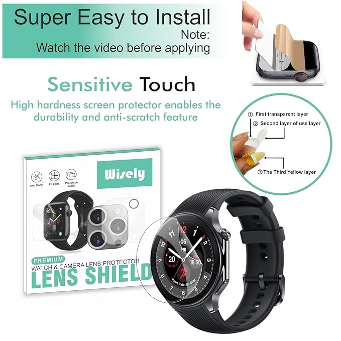 Wisely |3pcs| Premium Screen Guard Protector for OnePlus Watch 2 Smartwatch 1.43" – HD Clear, Anti-Scratch, Full Coverage TPU Film with Easy Installation Kit