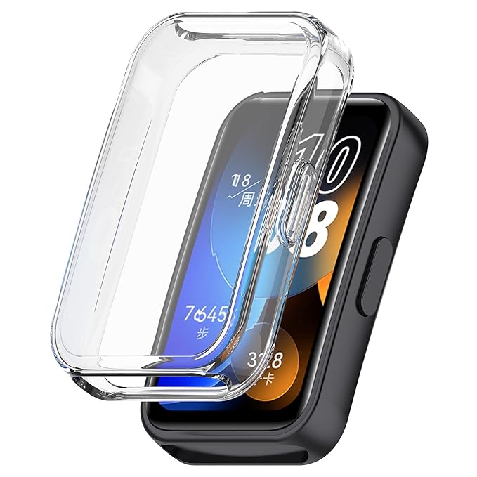 Wisely Protective Case Cover for Huawei Band 10/9/8 Smartwatch – Soft TPU, Full Screen Protector, Anti-Scratch, Shock-Absorbing, Transparent Slim Fit