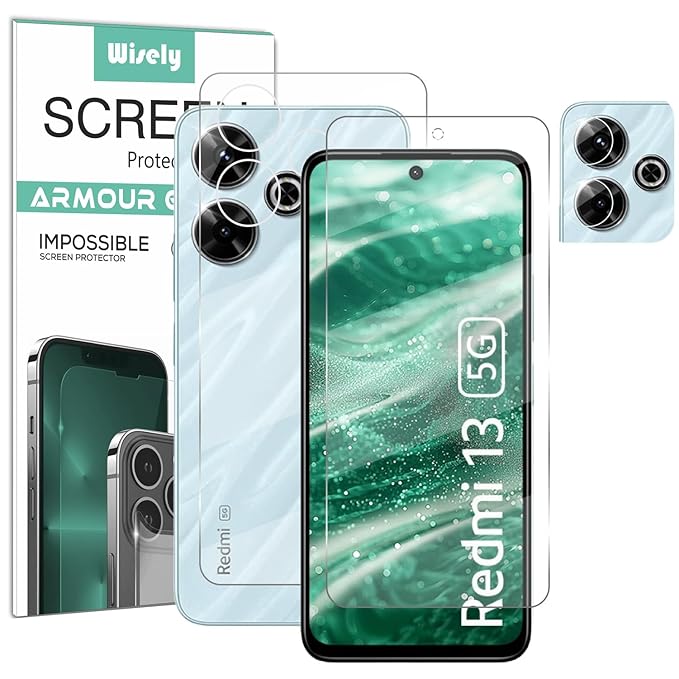 3-in-1 Camera Lens Nano Glass & Anti-Scratch Front/Back Guard for Redmi 13 5G