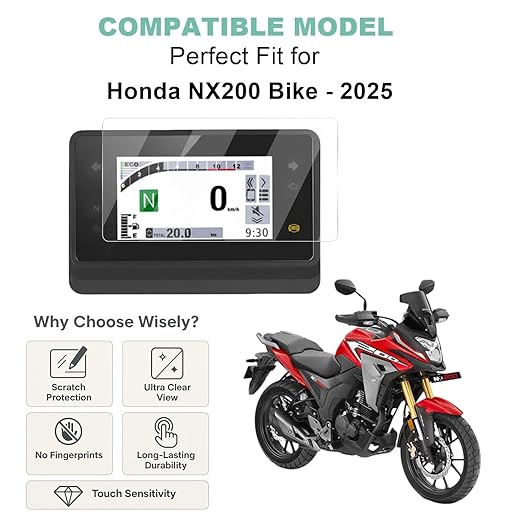 Screen Guard for Honda NX200 2025 | TFT HD Clear Full Cover Digital Meter Protector | Easy Installation Kit