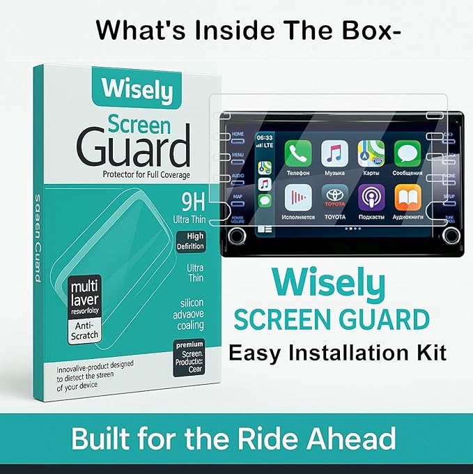 Wisely Premium Screen Guard for Toyota Fortuner 2021 Facelift & 2024 Models – 8-Inch Infotainment Display Protector, HD Clear, Anti-Glare, Scratch Resistant, Touch Responsive
