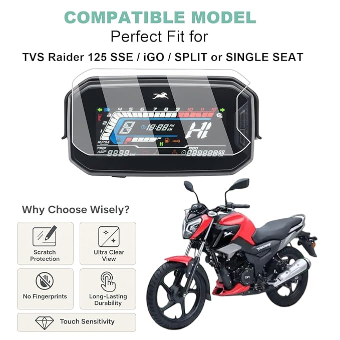 Screen Guard for TVS Raider 125 SSE/IGO/SPLIT/SINGLE - Pack of 2