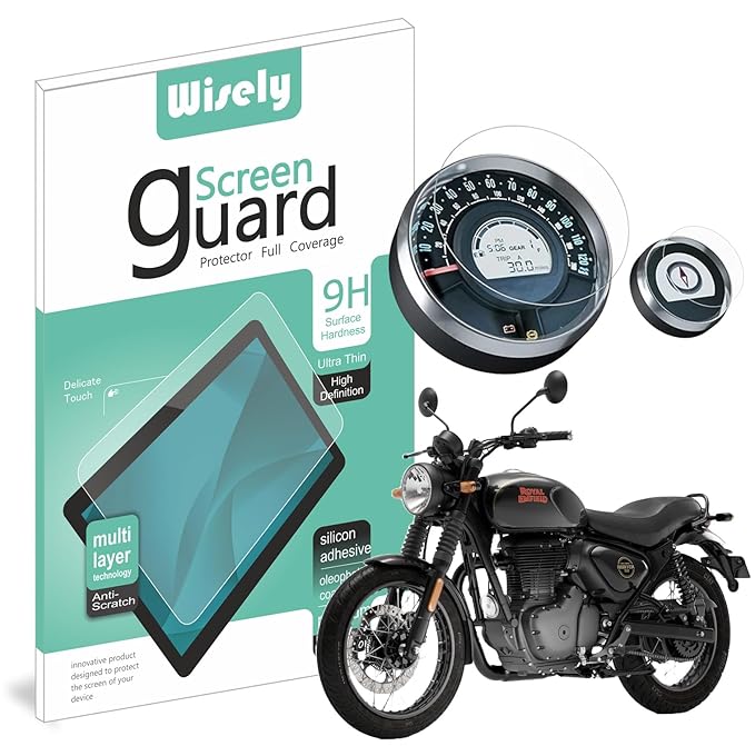 Wisely Premium Speedometer Screen Guard for Royal Enfield Meteor 350, Scram 411 & Hunter 350 – HD Clear 9H Protection, Full Cover Anti-Glare Shield