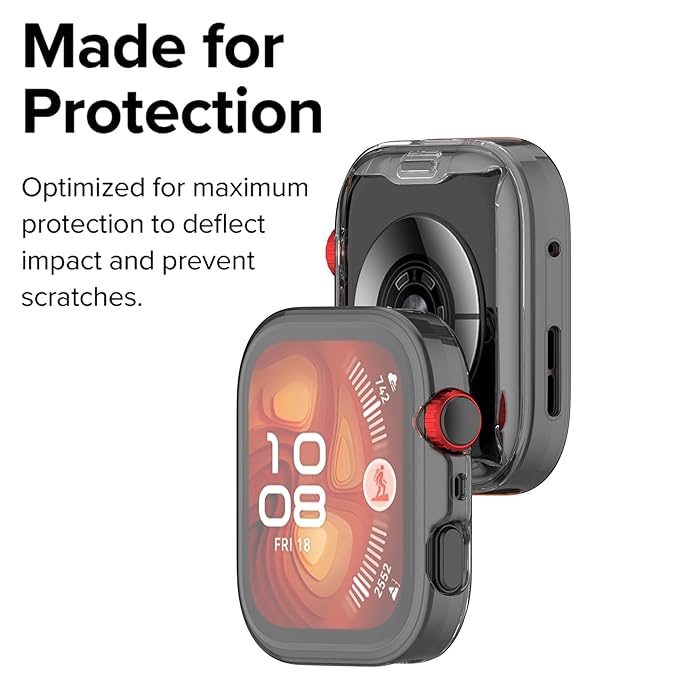 Protective Case Cover Compatible with Huawei Watch Fit 4 Smartwatch | Soft TPU, HD Clear, Full Screen Protection