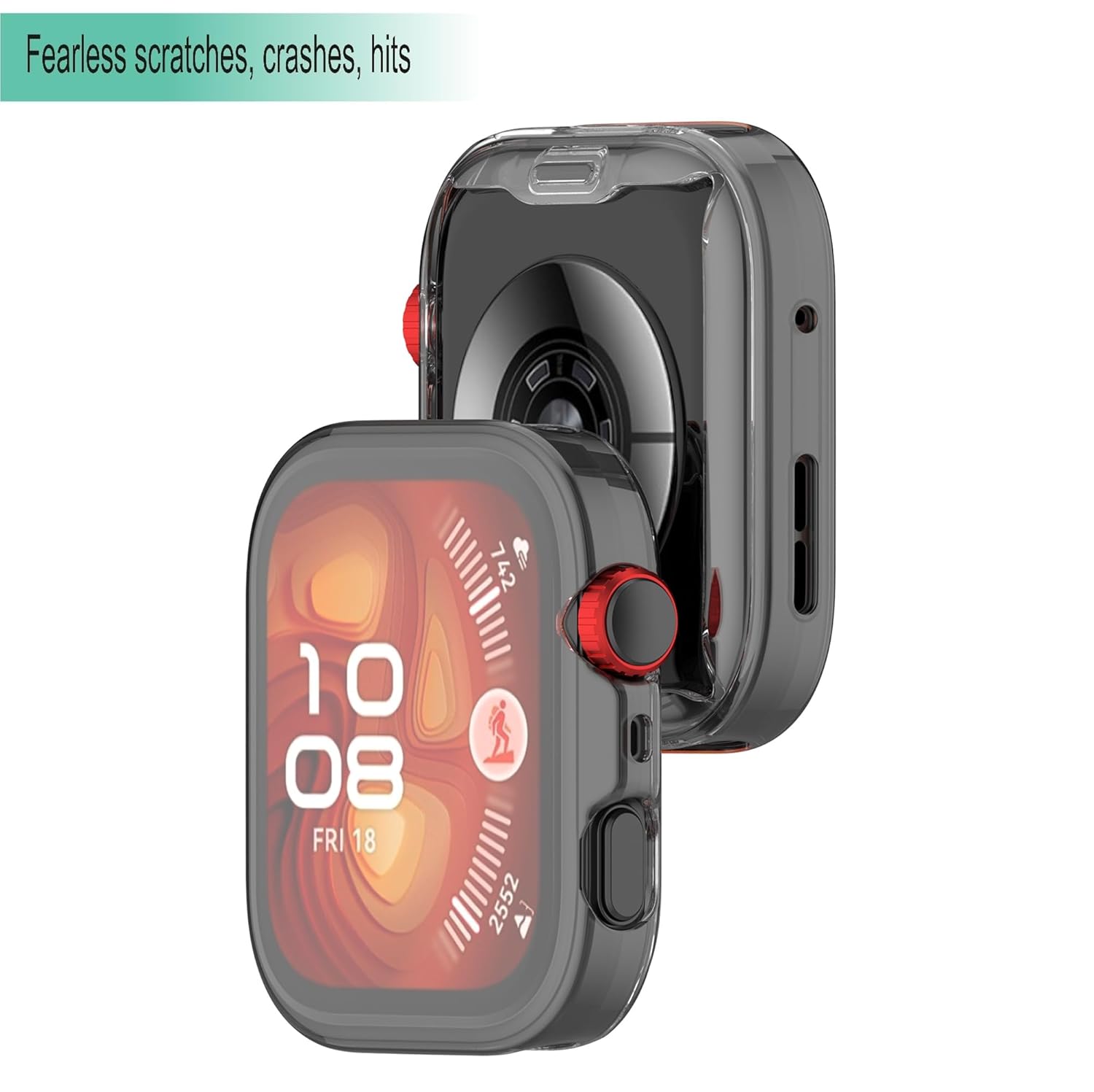 Protective Case Cover Compatible with Huawei Watch Fit 4 Smartwatch | Soft TPU, HD Clear, Full Screen Protection