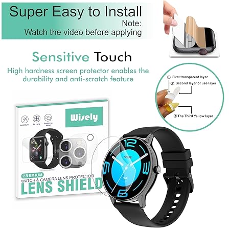 Wisely | 3-Pack | HD Clear Full-Coverage Screen Guard for Noise Twist Go 1.39" Smartwatch – Bubble-Free TPU Protector