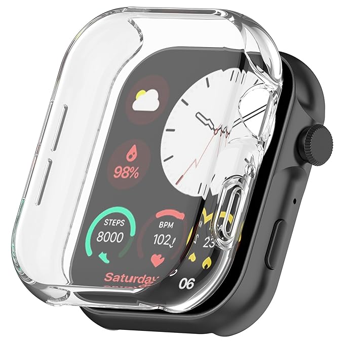 Wisely Protective Case Cover for Noise Colorfit Ultra 3 Smartwatch – Transparent Soft TPU Full Screen Guard, Scratch Resistant, Shockproof & Easy Install