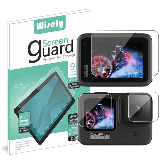 Premium Screen Guard Protector Compatible for GoPro Hero 9/10 / 11/12 Action Camera, Easy installation kit, HD Clear, Full Cover, Set Of 3 Glass