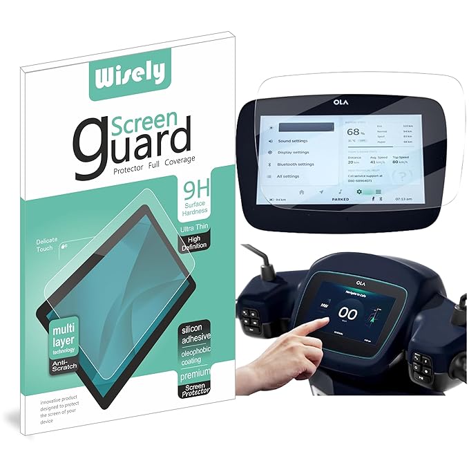 Wisely Tempered Glass Screen Guard for Ola S1, Ola S1 Pro & Ola S1 Air EV Scooter (7-Inch) – HD Clear, Full Coverage, Easy Installation Kit