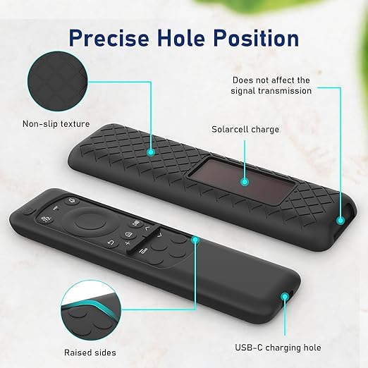 Silicone TV Remote Cover Case Compatible with Samsung Smart TV Remote 2023 BN59-01432G BN59-01432A BN59-01432J BN59-01432 Washable Case with Loop - Black [Remote NOT Included]