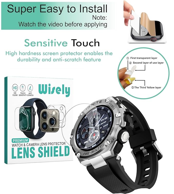 Screen Guard Protector for Fire Boltt Assault Smartwatch | 1.5" Full-Cover HD Clear TPU - Pack of 3