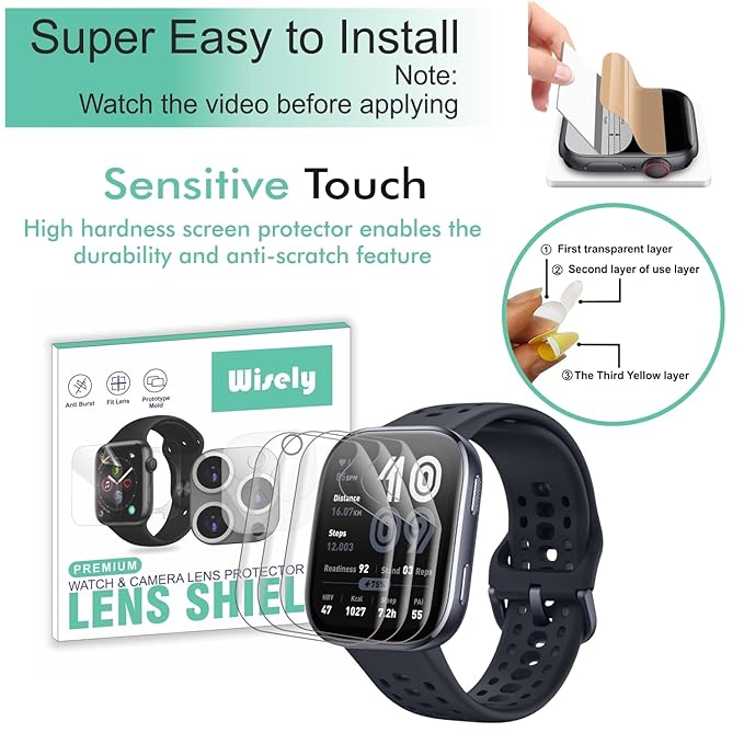 Wisely | Pack of 3 | HD Clear Full-Coverage Screen Guard for Amazfit Bip 6 (1.97") – Anti-Shock, Anti-Scratch TPU Protector