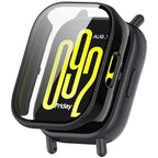 Wisely Shine Full Protective Slim Bumper Tempered Glass Case Cover for Redmi Watch 5 Active – Luxury Black
