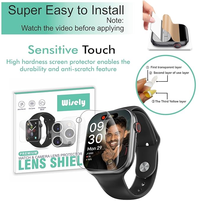 Wisely | 3pcs | Screen Guard Protector for Crossbeats Nexus Smartwatch (2.1") – HD Clear, Bubble-Free, Scratch Resistant, Full Cover